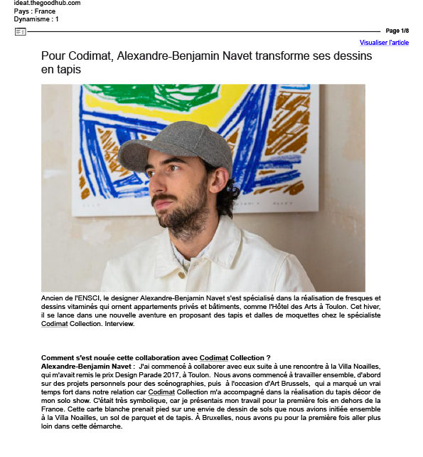 Pour Codimat, Alexandre-Benjamin Navet transforme ses dessins en tapis